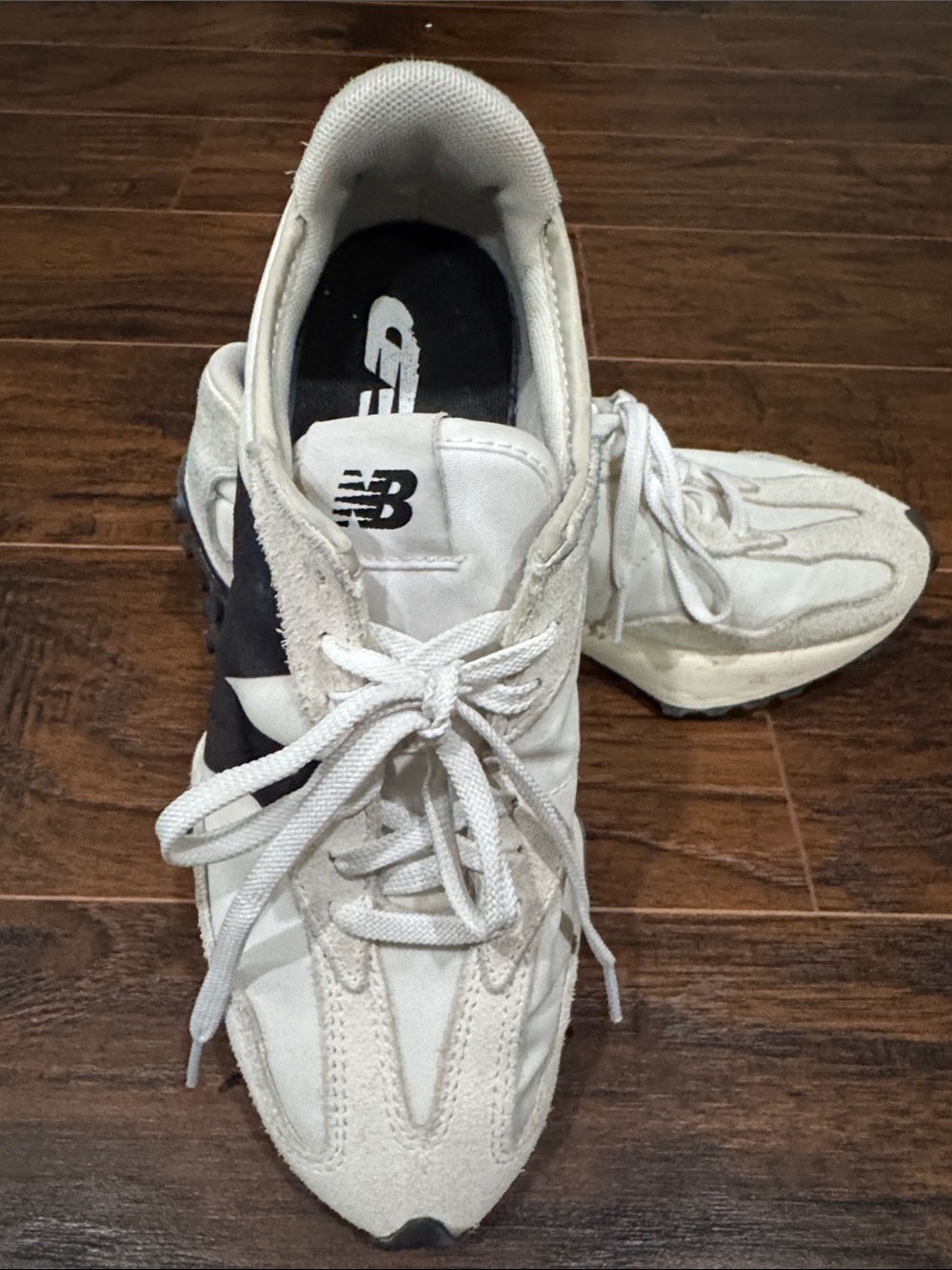 New Balance White and Black Classic Lace-Up Sneakers